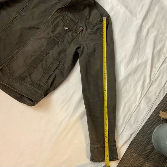 VTG Guess Jeans Brown Band/Military Flesh & Blood Jacket L Flawed Bikercore Punk - Picture 8 of 15